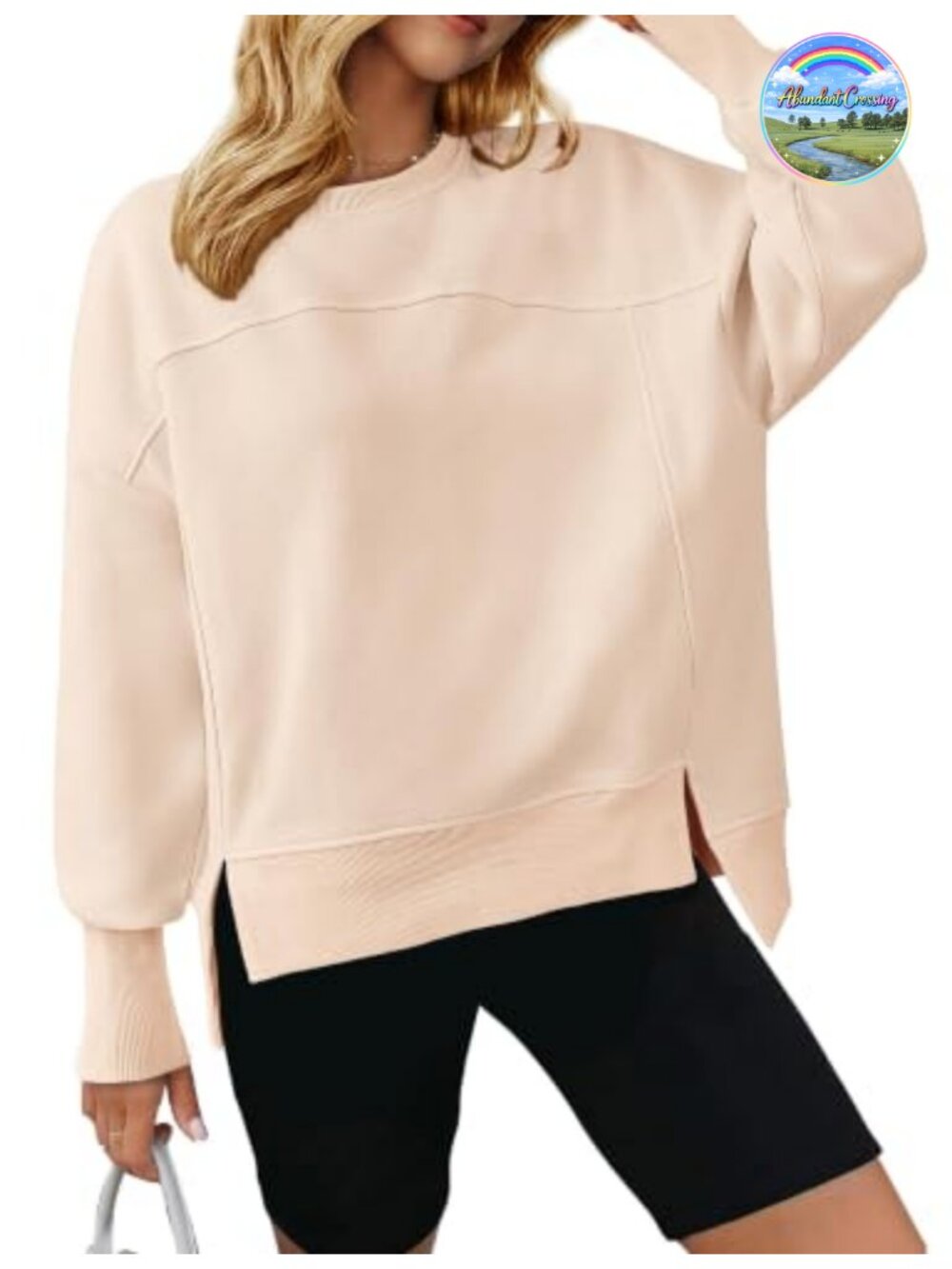 BTFBM Womens Crewneck Sweatshirt High Low Side Slit Pullover
